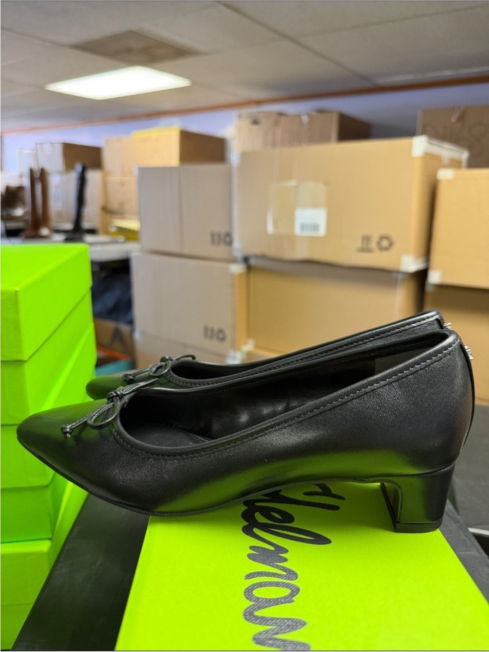 Sam Edelman Rinda Black Bow-Accent Low Heel Pumps